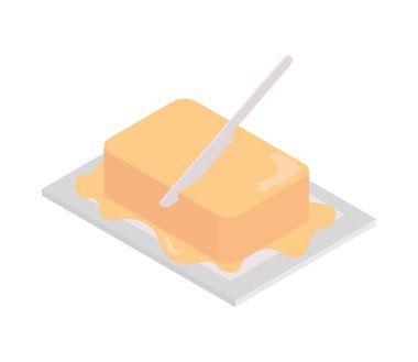 Tereyağı ve bıçak simgesi izole edildi