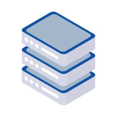 siber güvenlik veritabanı sunucu simgesi izometrik