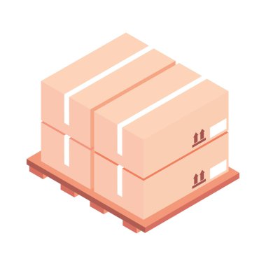 karton kutular dağıtım simgesi düz izometrik