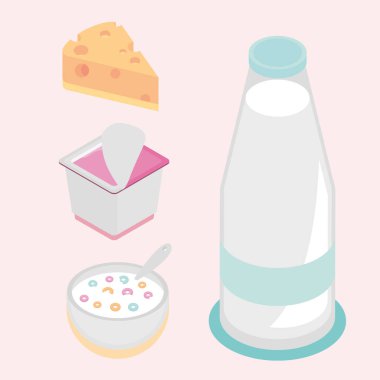 simge izometrik ürünler süt tasarımı