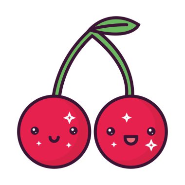 kawaii meyve vişneli yiyecek ikonu