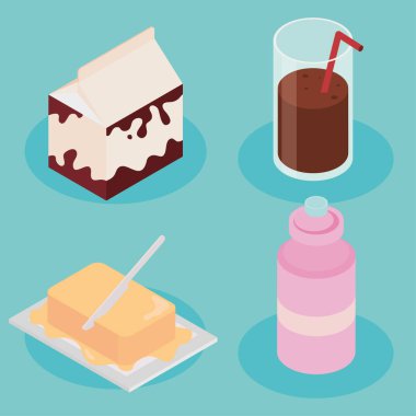 İzometrik süt ürünleri dizisi