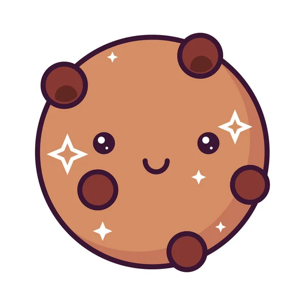 Kawaii Alimento Cookie Icono Aislado — Vector de stock