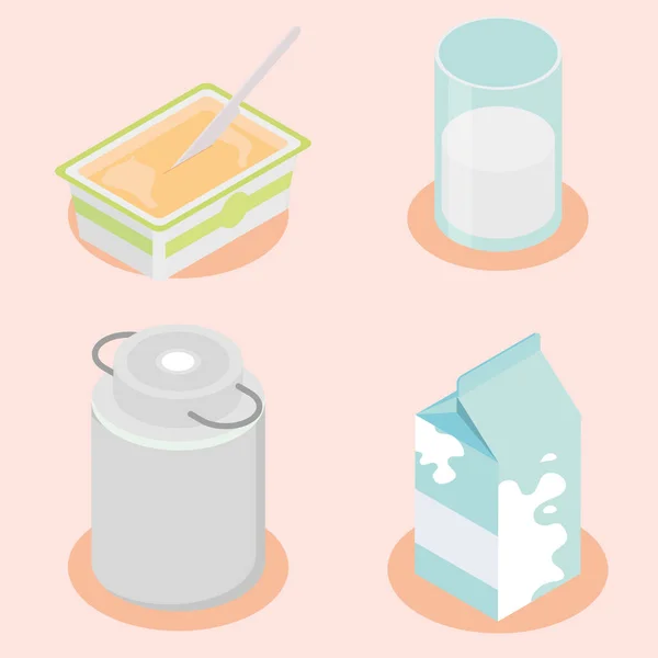 Iconos Productos Lácteos Diseño Del Envase — Vector de stock