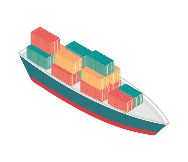 Lieferung Und Frachtschiff Symbol Flache Isometrische — Stockvektor