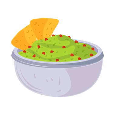 Guacamole simgesi izole edilmiş nachos
