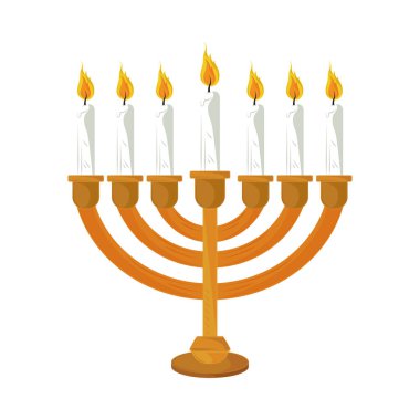 Yahudi avizesi menorası simgesi izole edilmiş.