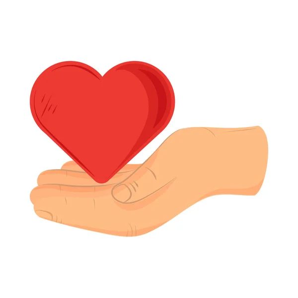 Caridade Mão Com Ícone Coração Isolado —  Vetores de Stock