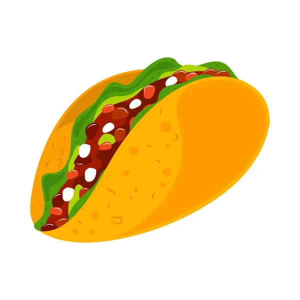 Taco Mexikói Élelmiszer Ikon Izolált — Stock Vector