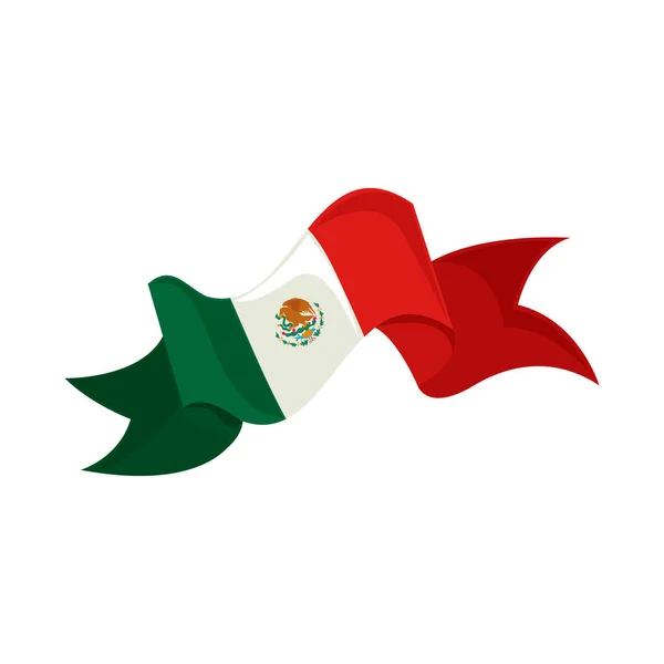 Ondeando Bandera Mexico Icono Aislado Plano — Vector de stock