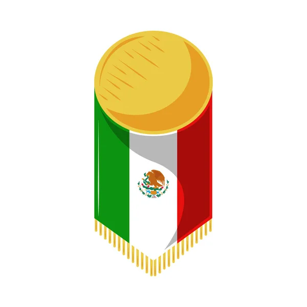 Mexikanische Flagge Wimpel Ikone Isoliert — Stockvektor