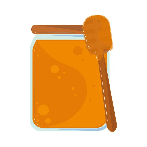 Honey Jar Spoon Icon Isolated — Stock vektor