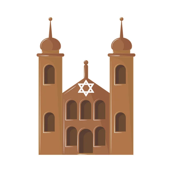 Jüdische Tempel Ikone Flach Isoliert — Stockvektor