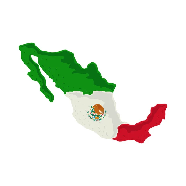 Mexikanische Landkarte Und Flaggensymbol Isoliert — Stockvektor