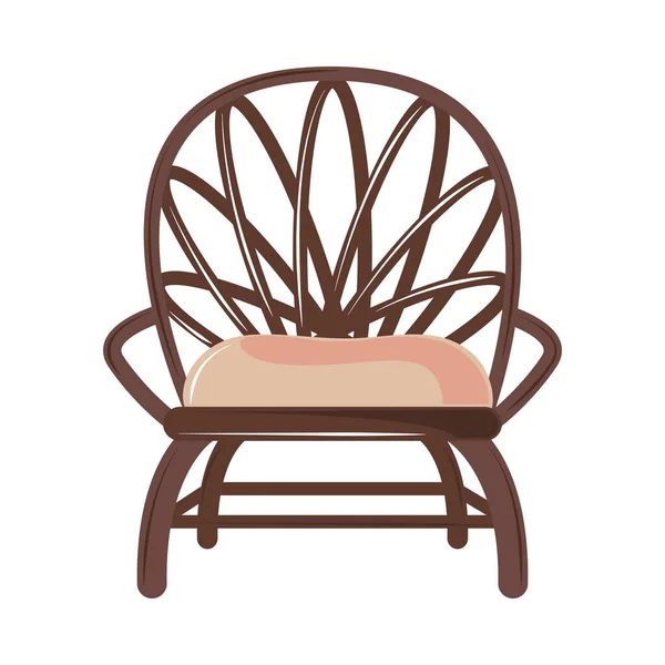 Wooden Armchair Furniture Icon Isolated — Stock Vector