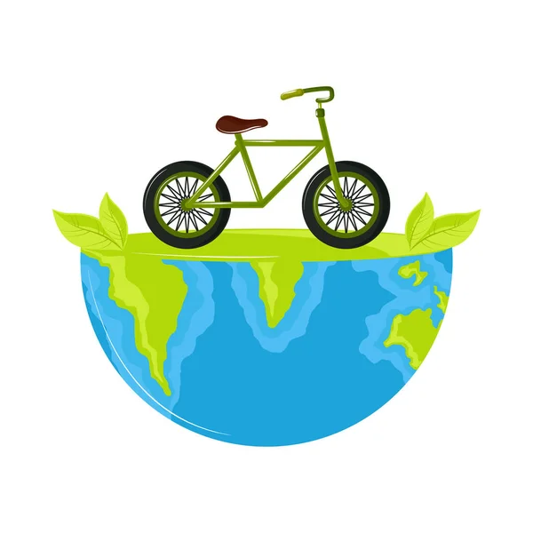 World Car Free Day Bike Planet — Stock Vector