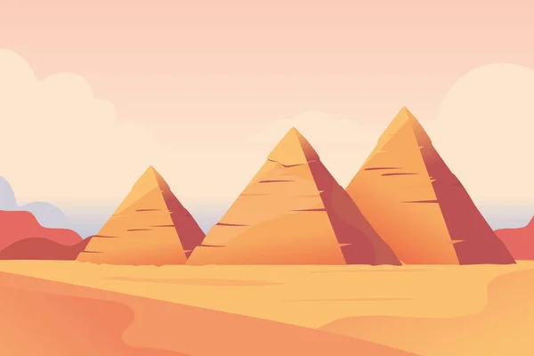 Piramida Mesir Markah Tanah Gurun Desain - Stok Vektor