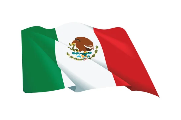 Κυματίζει Σημαία Του Μεξικού Εικονίδιο Απομονωμένο — Διανυσματικό Αρχείο