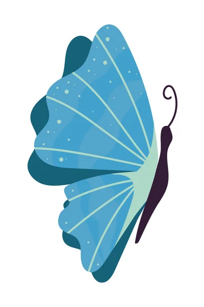 Icône Papillon Bleu Plat Isolé — Image vectorielle