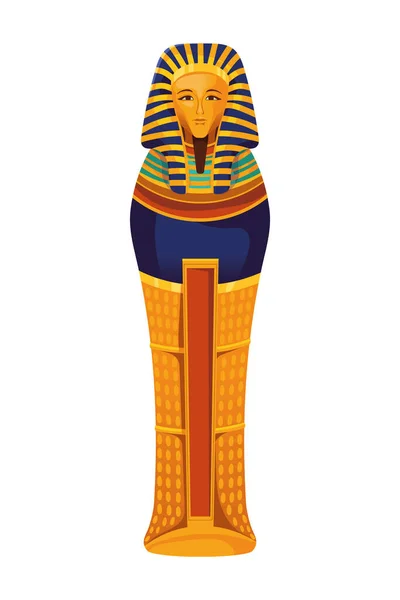 Mısır Firavunu Tutankamon Simgesi Izole Edildi — Stok Vektör