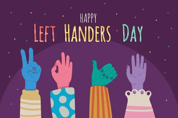 Feliz Esquerda Handers Projeto Cartaz Dia —  Vetores de Stock