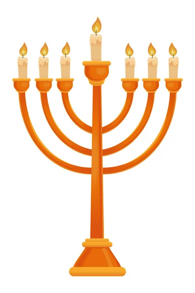 Kerzen Jüdische Menora Ikone Isoliert — Stockvektor