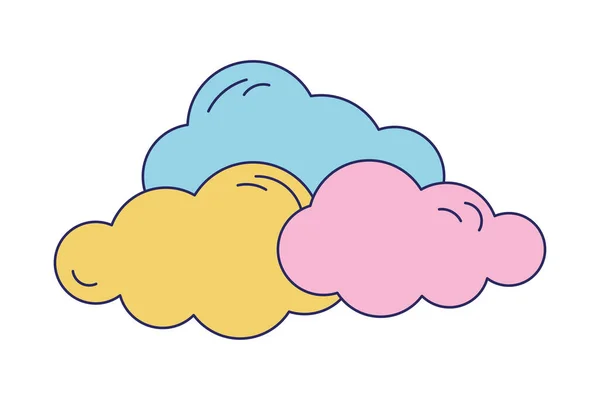 Colored Cute Clouds Icon Isolated — Stockvektor