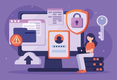 Dizüstü bilgisayar kullanan kız, siber güvenlik