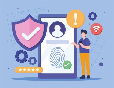 Adam akıllı telefon siber güvenlik kullanıyor.