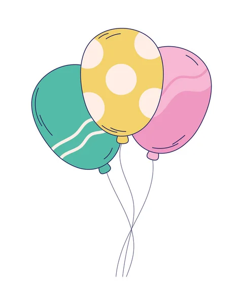 Balloons Party Decoration Icon Isolated — Stockvektor