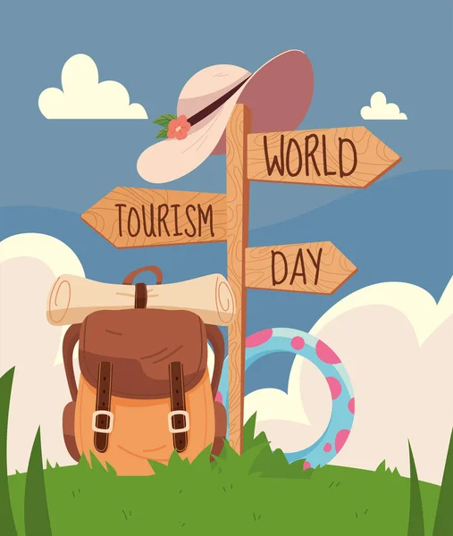 Dia Mundial Turismo Desing Vetor — Vetor de Stock