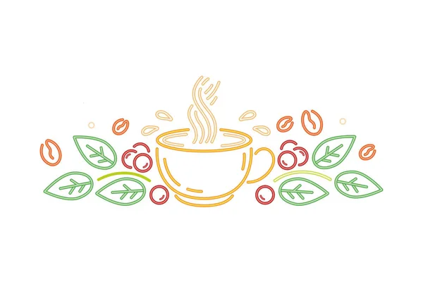 Coffee Cup Neon Icon Isolated — ストックベクタ
