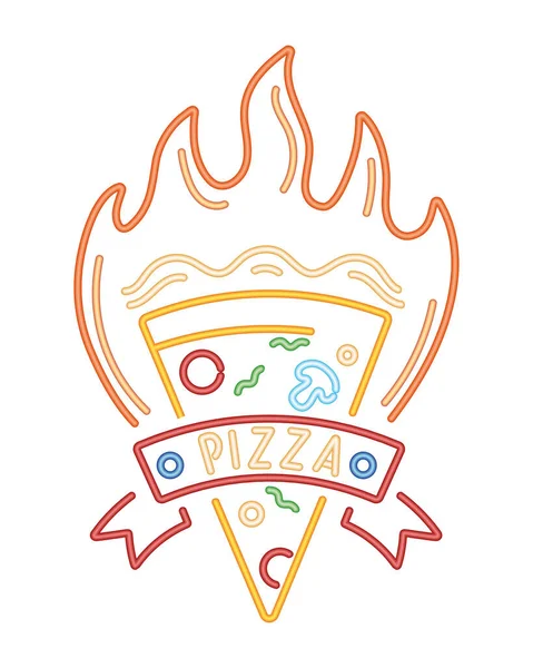 Pizza Neon Label Icon Isolated — Stock Vector