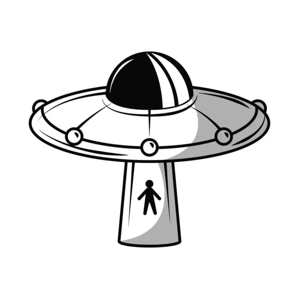 Space Ufo Abduction Icon Isolated — Stock Vector