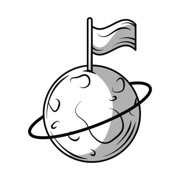 Space Moon Flag Icon Isolated — ストックベクタ