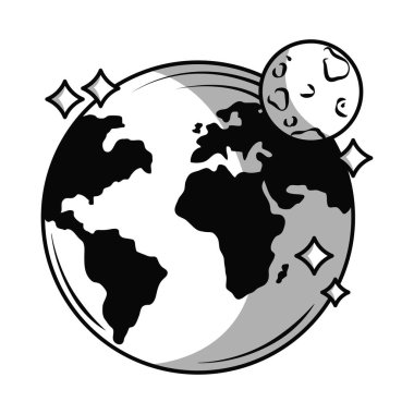 uzay dünyası ve ay simgesi izole