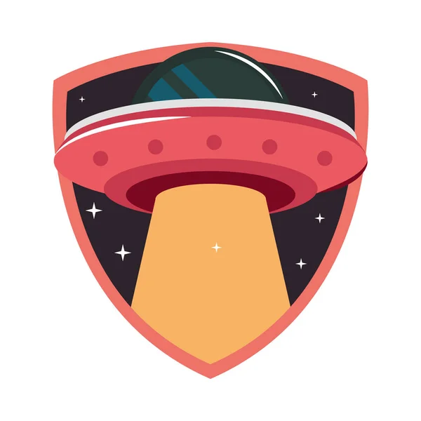 Space Ufo Retro Badge Icon — Stockvektor