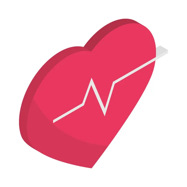 Medical Heartbeat Icon Isometric Isolated — Image vectorielle