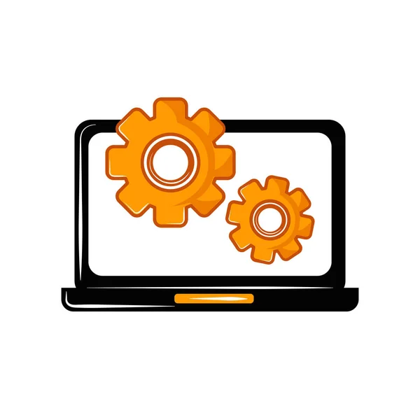 Laptop Technical Service Digital Icon — Vetor de Stock