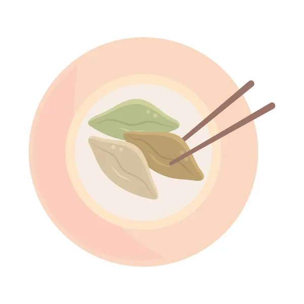 Dumpling Chopsticks Icon Isolated — Stock Vector
