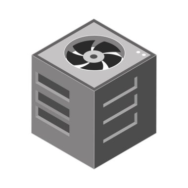 bilgisayar ana tahtası ve fan izometrik simgesi