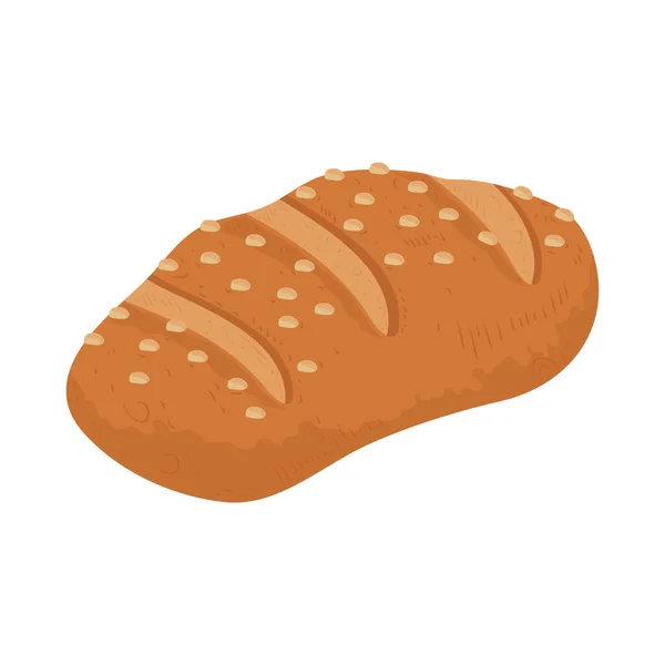 Bread Cereal Flat Icon Isolated — Vetor de Stock