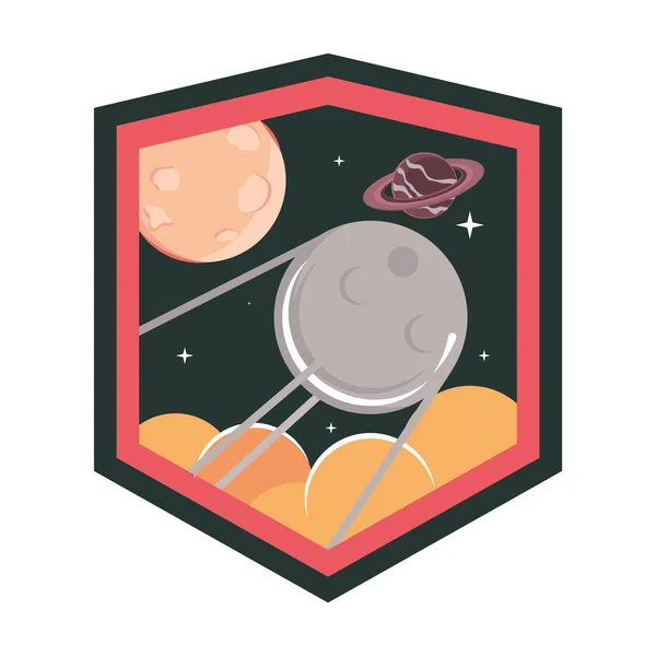 Space Galaxy Retro Label Icon — Stockvektor
