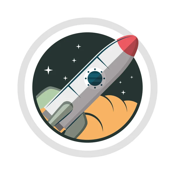 Space Rocket Retro Badge Icon — Stock Vector