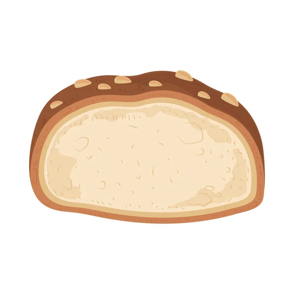 Half Bread Nuts Flat Icon — Vetor de Stock