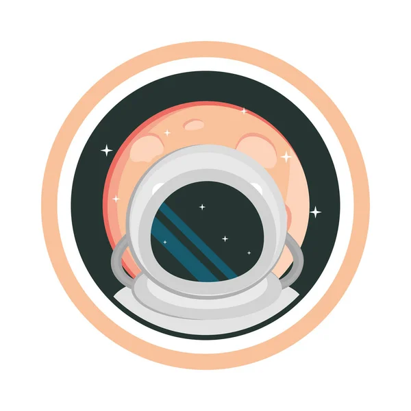 Space Astronaut Retro Label Icon — Stockvektor