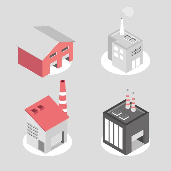 Icons Isometric Industry Buildings Vector Design — 스톡 벡터