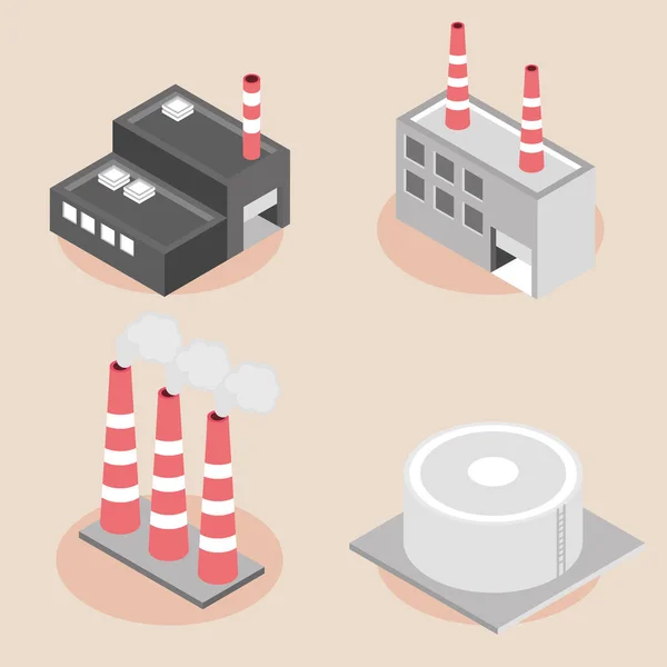 Icon Collection Industrial Structures Vector Style — стоковый вектор