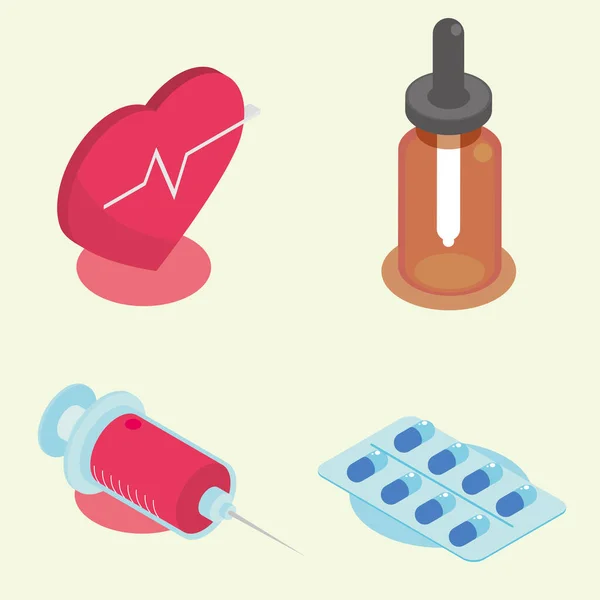 Isometric Medical Medicine Icons Set — стоковый вектор