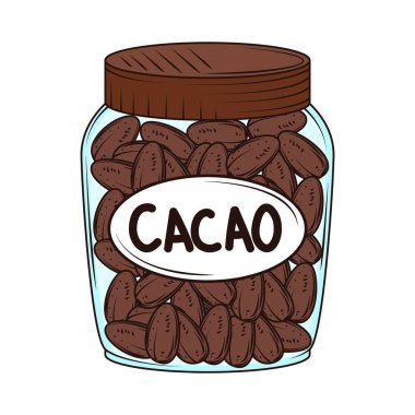 Kakao tohumlu kavanoz ikonu izole